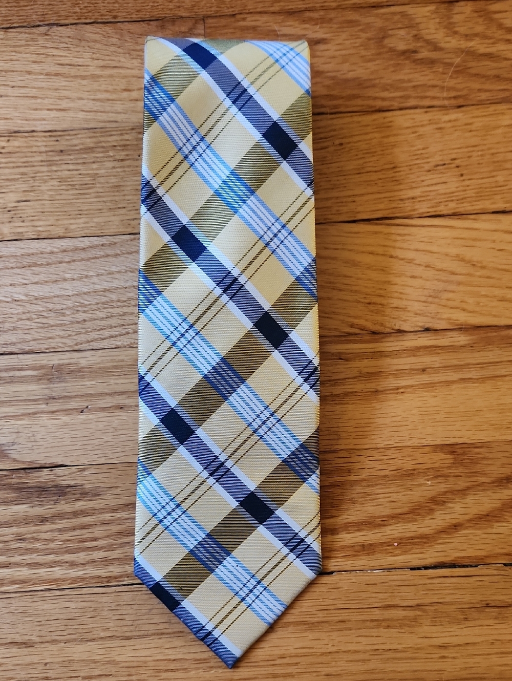 Plaid Yellow and Blue Men's Tie